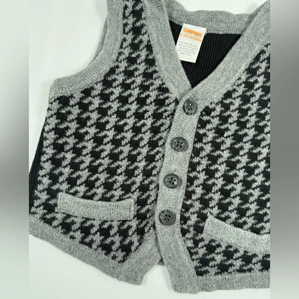 GYMBOREE Baby Boys Sweater Vest 6-12m Dressy Cap Houndstooth Preppy Classic 2014